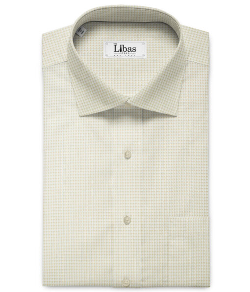 Soktas Men's Giza Cotton Structured 2.25 Meter Unstitched Shirting Fabric (Cream & Beige)