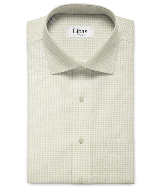 Soktas Men's Giza Cotton Structured 2.25 Meter Unstitched Shirting Fabric (Cream & Beige)