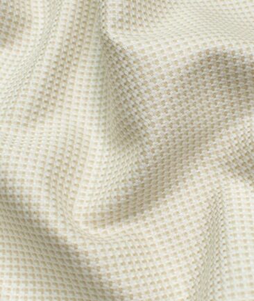 Soktas Men's Giza Cotton Structured 2.25 Meter Unstitched Shirting Fabric (Cream & Beige)