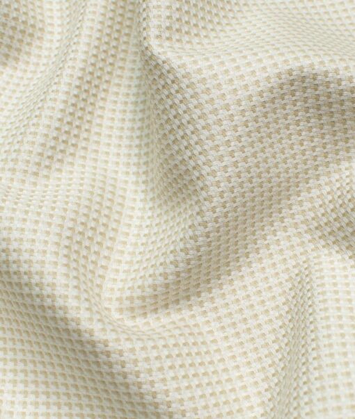 Soktas Men's Giza Cotton Structured 2.25 Meter Unstitched Shirting Fabric (Cream & Beige)
