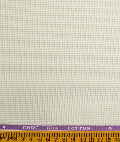 Soktas Men's Giza Cotton Structured 2.25 Meter Unstitched Shirting Fabric (Cream & Beige)