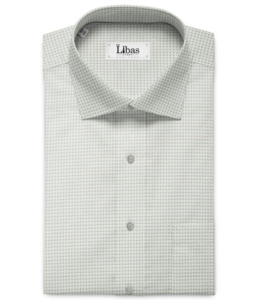 Soktas Men's Giza Cotton Structured 2.25 Meter Unstitched Shirting Fabric (White & Grey)
