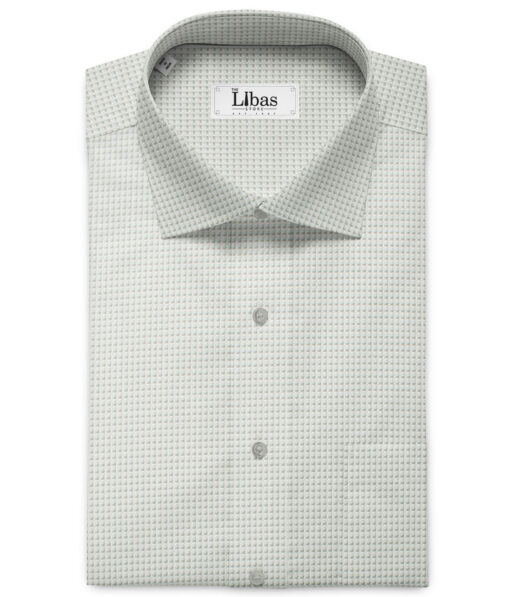 Soktas Men's Giza Cotton Structured 2.25 Meter Unstitched Shirting Fabric (White & Grey)