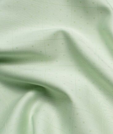 Soktas Men's Giza Cotton Self Design 2.25 Meter Unstitched Shirting Fabric (Light Green)
