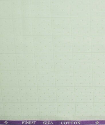 Soktas Men's Giza Cotton Self Design 2.25 Meter Unstitched Shirting Fabric (Light Green)