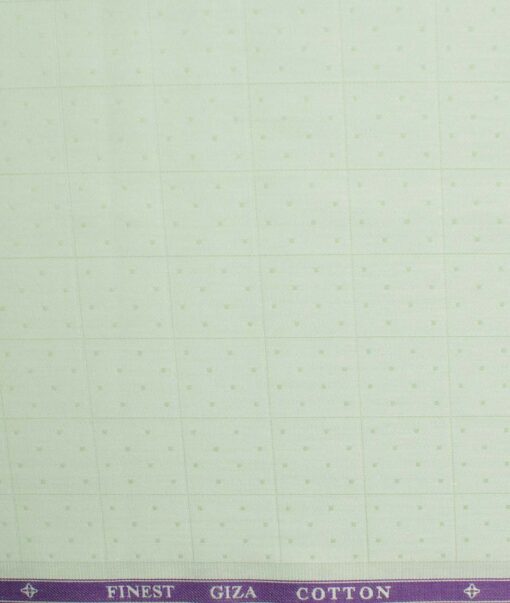Soktas Men's Giza Cotton Self Design 2.25 Meter Unstitched Shirting Fabric (Light Green)