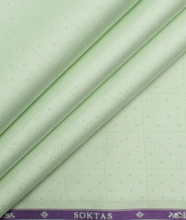 Soktas Men's Giza Cotton Self Design 2.25 Meter Unstitched Shirting Fabric (Light Green)