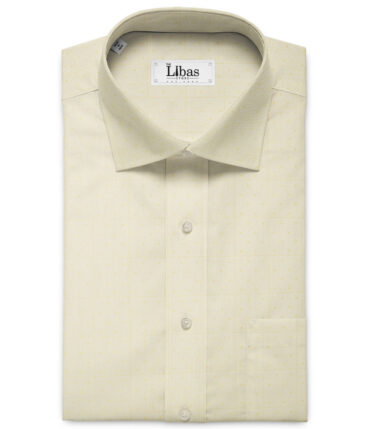 Soktas Men's Giza Cotton Self Design 2.25 Meter Unstitched Shirting Fabric (Light Yellow)