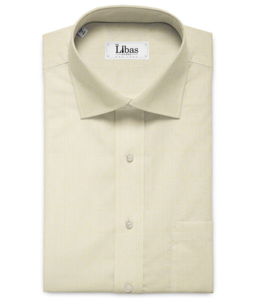 Soktas Men's Giza Cotton Self Design 2.25 Meter Unstitched Shirting Fabric (Light Yellow)