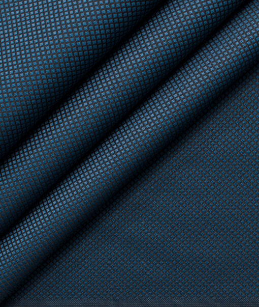 Absoluto Men's Terry Rayon Structured 3.75 Meter Unstitched Suiting Fabric (Blue)