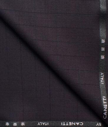 Canetti Men's Terry Rayon Checks 3.75 Meter Unstitched Suiting Fabric (Dark Wine)