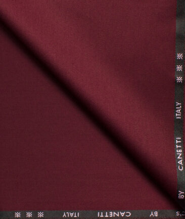 Canetti Men's Terry Rayon Solids 3.75 Meter Unstitched Suiting Fabric (Sangria Red)