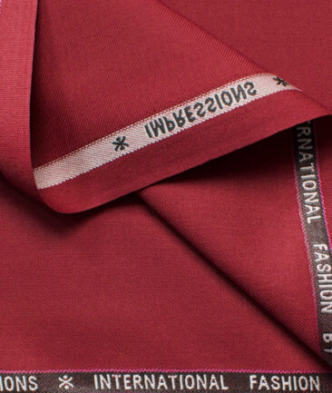 Grasim Men's Terry Rayon Solids 3.75 Meter Unstitched Suiting Fabric (Red)