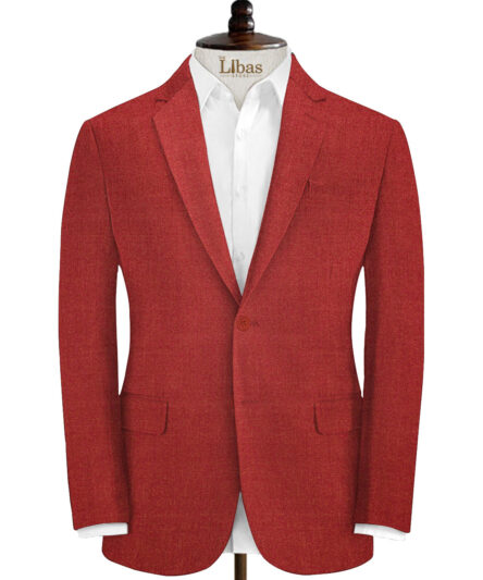 Italian Channel Men's Terry Rayon Structured 3.75 Meter Unstitched Suiting Fabric (Crimson Red)