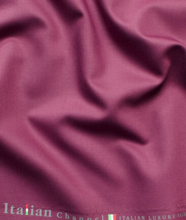 Italian Channel Men's Terry Rayon Solids 3.75 Meter Unstitched Suiting Fabric (Magenta)