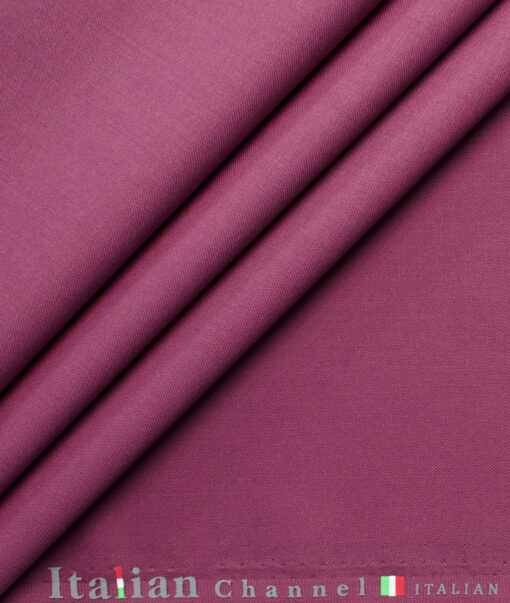 Italian Channel Men's Terry Rayon Solids 3.75 Meter Unstitched Suiting Fabric (Magenta)