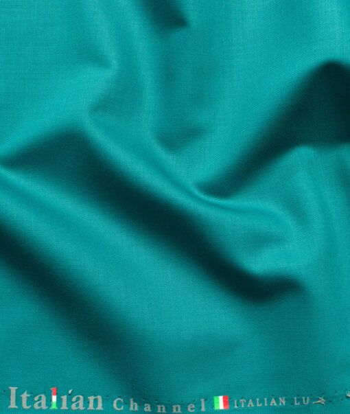 Italian Channel Men's Terry Rayon Solids 3.75 Meter Unstitched Suiting Fabric (Sea Turtle Green)