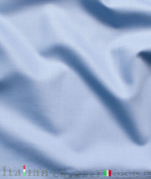 Italian Channel Men's Terry Rayon Solids 3.75 Meter Unstitched Suiting Fabric (Sky Blue)