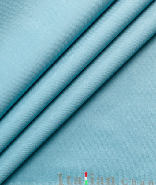 Italian Channel Men's Terry Rayon Solids 3.75 Meter Unstitched Suiting Fabric (Teal Blue)