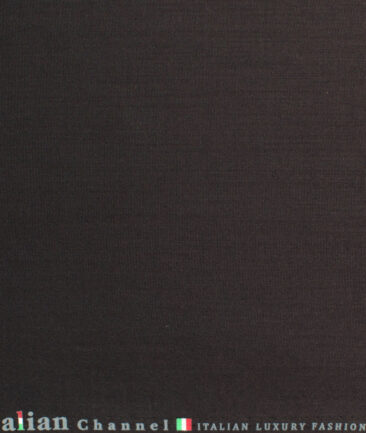 Italian Channel Men's Terry Rayon Solids 3.75 Meter Unstitched Suiting Fabric (Dark Brown)