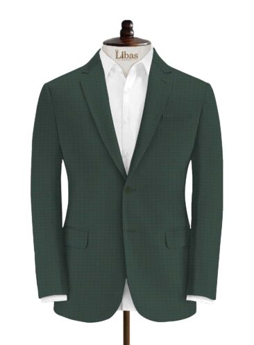 Italian Channel Men's Terry Rayon Structured 3.75 Meter Unstitched Suiting Fabric (Dark Pine Green)
