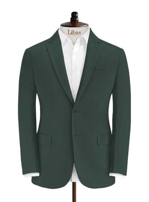 Italian Channel Men's Terry Rayon Structured 3.75 Meter Unstitched Suiting Fabric (Dark Pine Green)