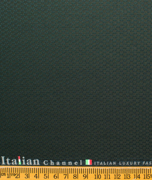 Italian Channel Men's Terry Rayon Structured 3.75 Meter Unstitched Suiting Fabric (Dark Pine Green)