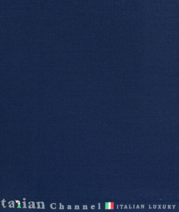 Italian Channel Men's Terry Rayon Solids 3.75 Meter Unstitched Suiting Fabric (Dark Royal Blue)