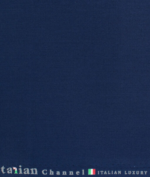 Italian Channel Men's Terry Rayon Solids 3.75 Meter Unstitched Suiting Fabric (Dark Royal Blue)