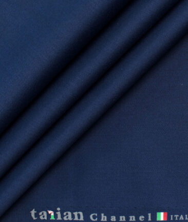 Italian Channel Men's Terry Rayon Solids 3.75 Meter Unstitched Suiting Fabric (Dark Royal Blue)