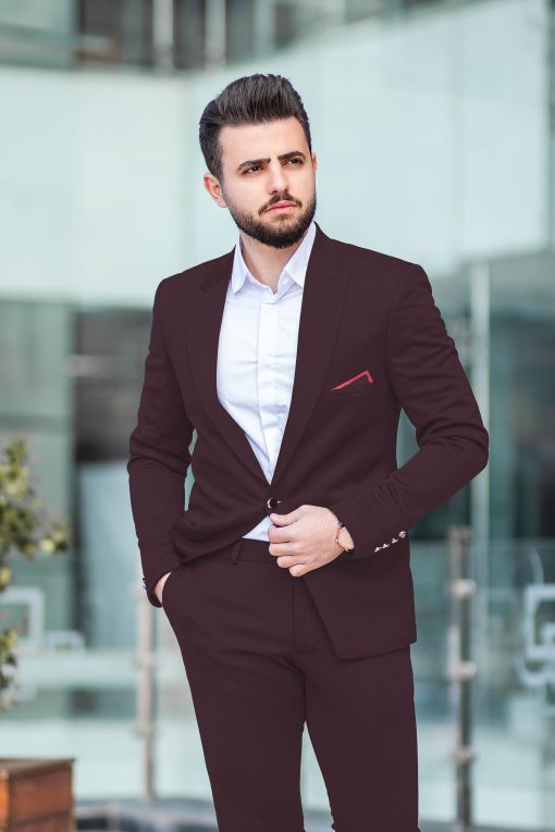 J.Hampstead Men's Terry Rayon Solids 3.75 Meter Unstitched Suiting Fabric (Dark Wine)