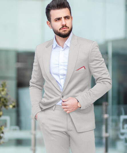 J.Hampstead Men's Terry Rayon Solids 3.75 Meter Unstitched Suiting Fabric (Light Grey)