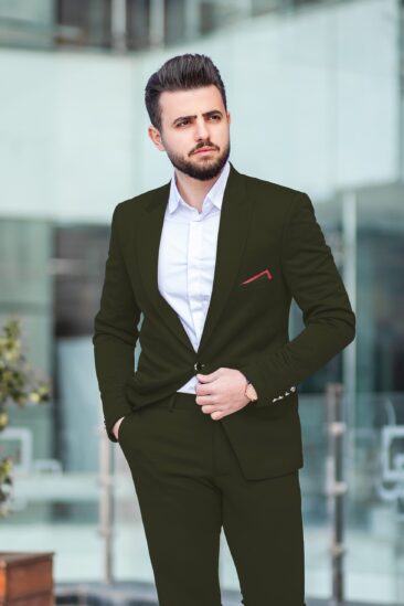 J.Hampstead Men's Terry Rayon Solids 3.75 Meter Unstitched Suiting Fabric (Seaweed Green)