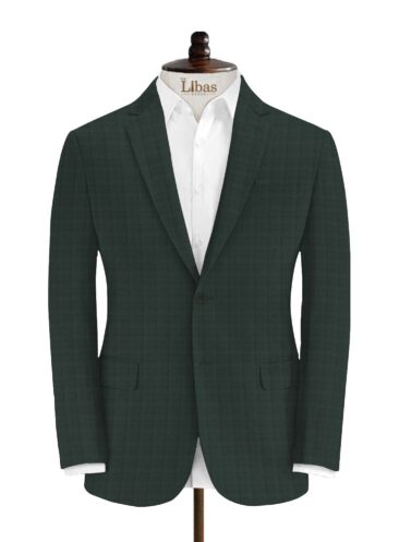 J.Hampstead Men's Terry Rayon Checks 3.75 Meter Unstitched Suiting Fabric (Dark Pine Green)