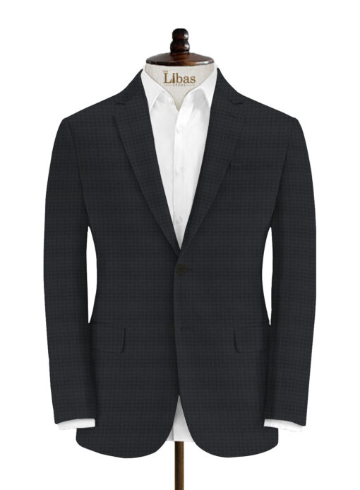 Luigi Bernardo Men's Terry Rayon Jacquard 3.75 Meter Unstitched Suiting Fabric (Black)