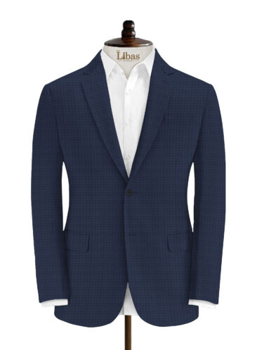 Luigi Bernardo Men's Terry Rayon Jacquard 3.75 Meter Unstitched Suiting Fabric (Dark Blue)