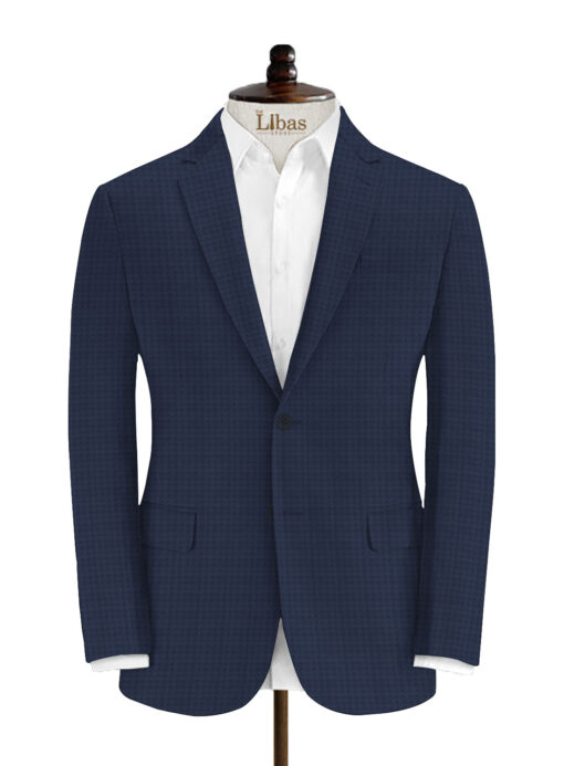 Luigi Bernardo Men's Terry Rayon Jacquard 3.75 Meter Unstitched Suiting Fabric (Dark Blue)
