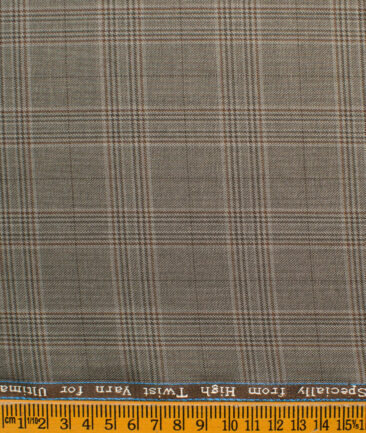 Luigi Bernardo Men's Terry Rayon Checks  Unstitched Suiting Fabric (Light Brown) - Image 6