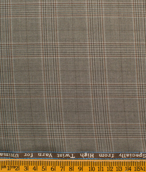 Luigi Bernardo Men's Terry Rayon Checks  Unstitched Suiting Fabric (Light Brown) - Image 6