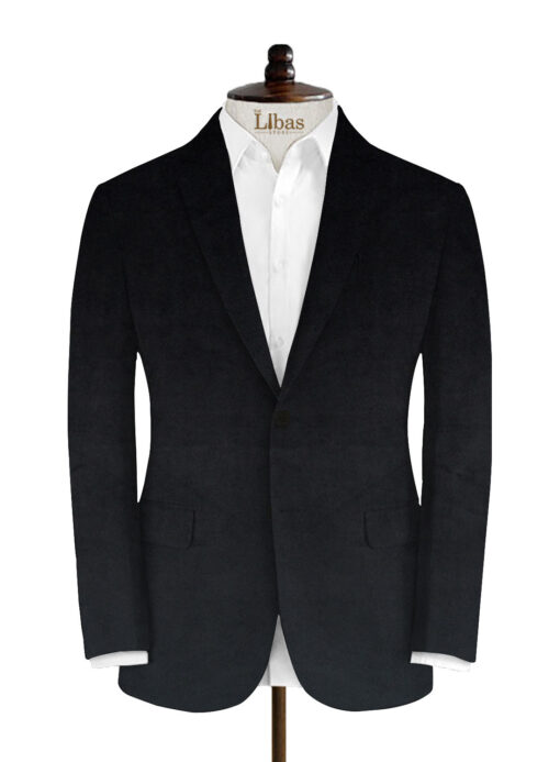 Nemesis Men's Velvet Solids 3.75 Meter Unstitched Suiting Fabric (Black)