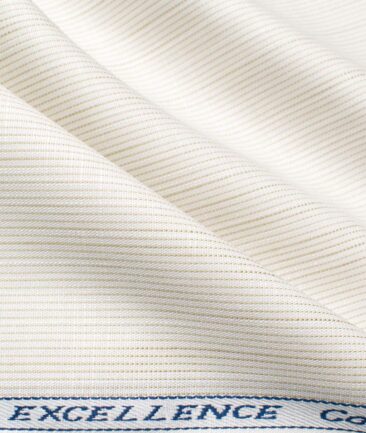Arvind Men's Premium Cotton Striped 2.25 Meter Unstitched Shirting Fabric (Cream & Brown)