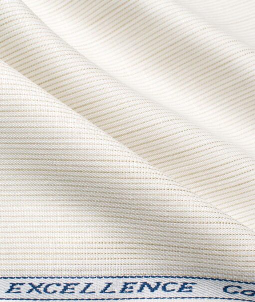 Arvind Men's Premium Cotton Striped 2.25 Meter Unstitched Shirting Fabric (Cream & Brown)