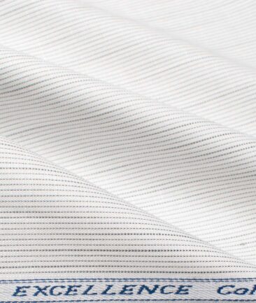 Arvind Men's Premium Cotton Striped 2.25 Meter Unstitched Shirting Fabric (White & Grey)