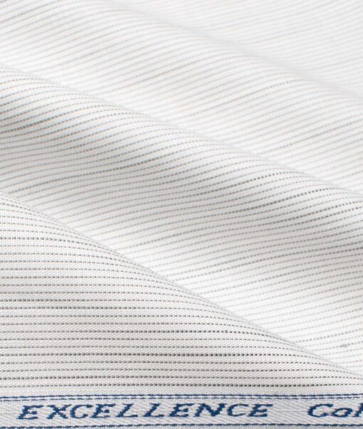 Arvind Men's Premium Cotton Striped 2.25 Meter Unstitched Shirting Fabric (White & Grey)