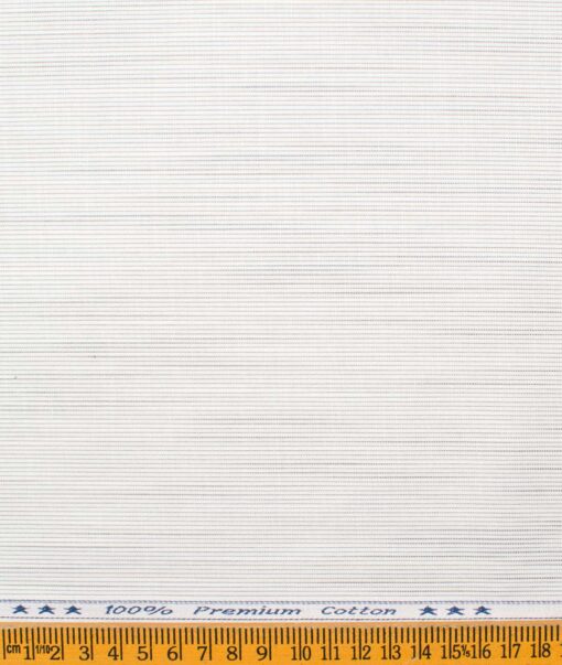 Arvind Men's Premium Cotton Striped 2.25 Meter Unstitched Shirting Fabric (White & Grey)