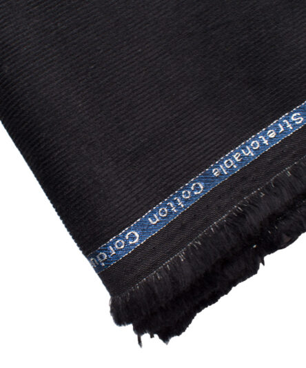 Arvind Tresca Men's Cotton Corduroy Stretchable  Unstitched Corduroy Stretchable Trouser Fabric (Black)
