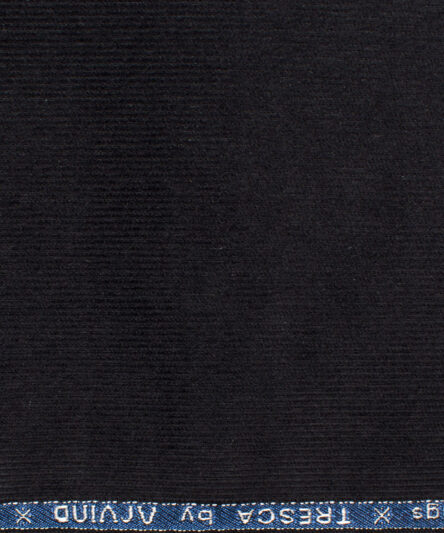 Arvind Tresca Men's Cotton Corduroy Stretchable  Unstitched Corduroy Stretchable Trouser Fabric (Black)