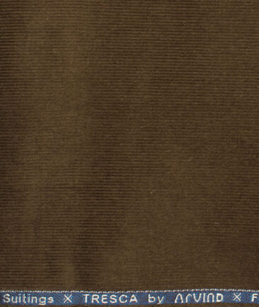 Arvind Tresca Men's Cotton Corduroy Stretchable  Unstitched Corduroy Stretchable Trouser Fabric (Brown)
