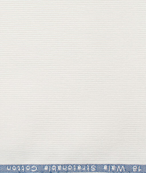 Arvind Tresca Men's Cotton Corduroy Stretchable  Unstitched Trouser Fabric (White)