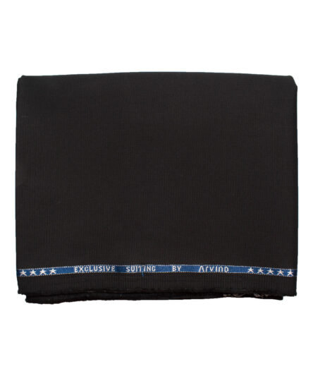 Arvind Men's Cotton Structured Stretchable  Unstitched Trouser Fabric (Black)